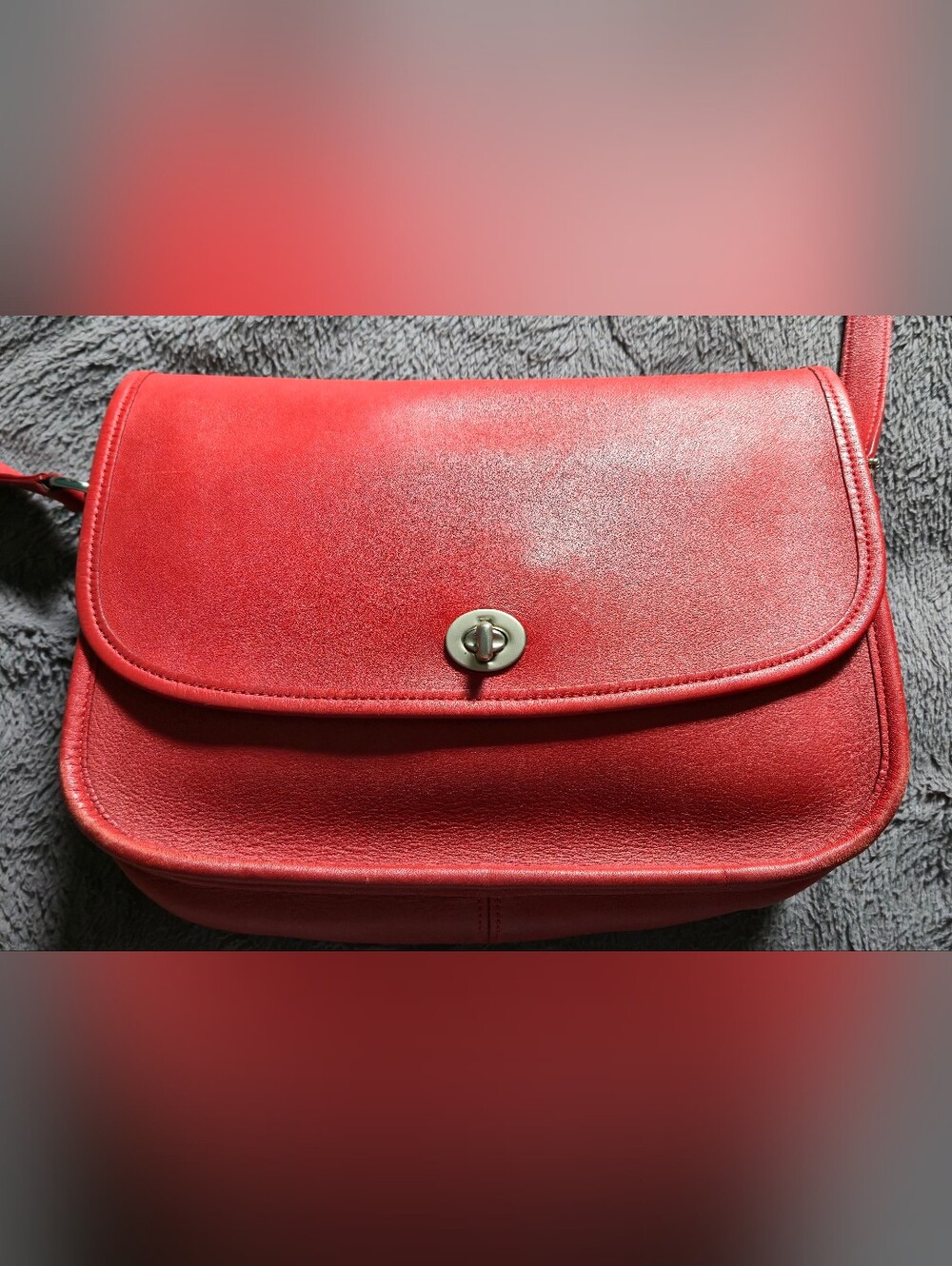 Vintage Coach 9790 City Bag Reissue 2005 Chili Red Like New Crossbody Brass - Picture 2 of 9